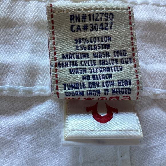 True Religion Joey Jeans 27 White Y2K Flare Low Rise Tonal Stitch Twisted Seams - Picture 11 of 12